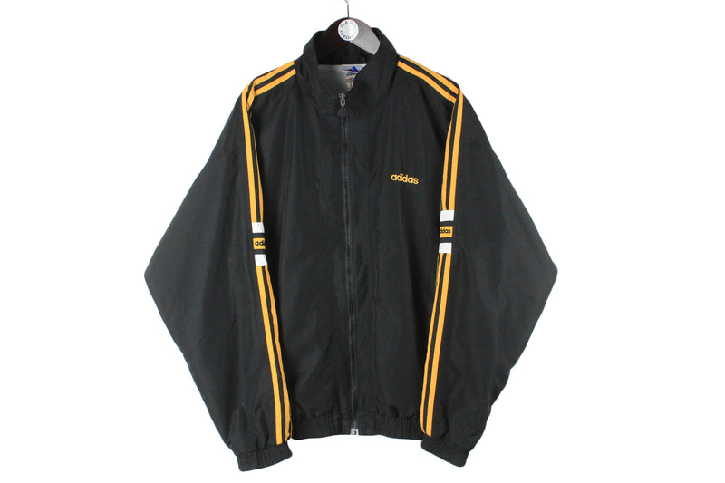 Vintage Adidas Tracksuit XLarge size track jacket and pants black windbraker full zip sport wear ols school suit athletic training clothing