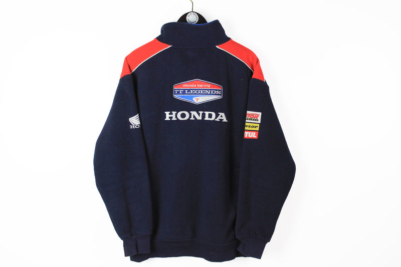 Vintage Honda Fleece Full Zip Large / XLarge big logo racing sweater TT Legen DS