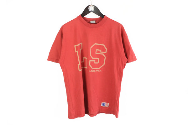 Vintage Levis T-Shirt Large red 90s big logo cotton tee