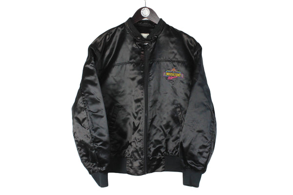 Vintage Universal Studios Hollywood Bomber Large size men's retro jacket full zip windbreaker 90's 80's coat big logo USA hip hop streetstyle embroidery multicolor patch