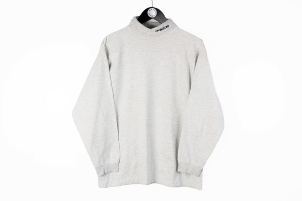 Vintage Adidas Turtleneck XSmall / Small size sweatshirt men's unisex oversize gray basic sport clothing casual sweater authentic athletic retro style 90's 80's wear pullover long sleeve jumper