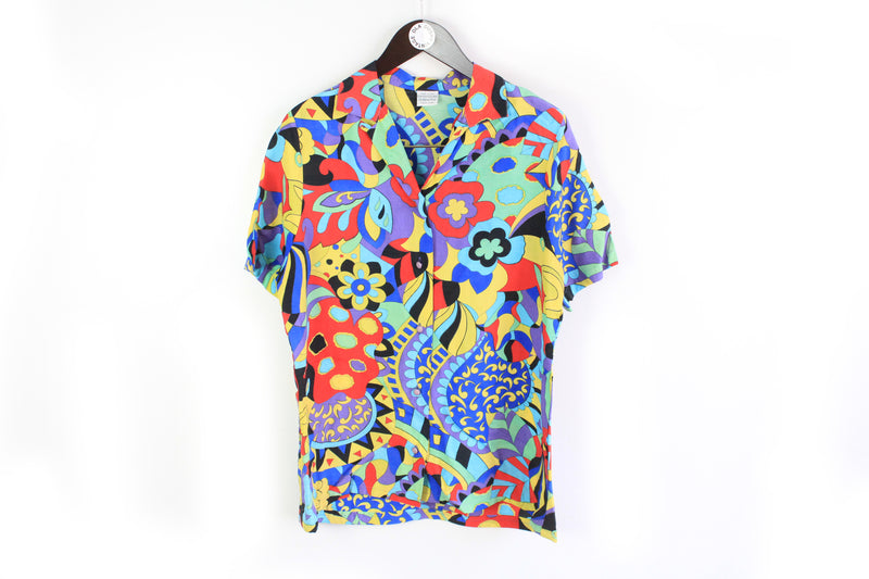 Vintage United Colors of Benetton Shirt Medium multicolor abstract pattern 90s style hawaii shirt