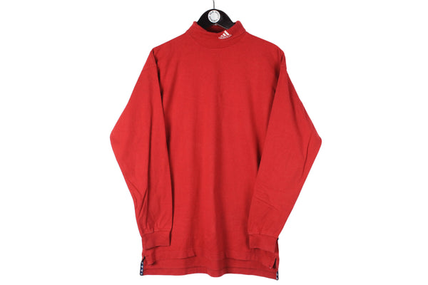 Vintage Adidas Turtleneck Small size men's unisex classic basic pullover sport style long sleeve casual authentic athletic 90's 80's clothing red bright outfit
