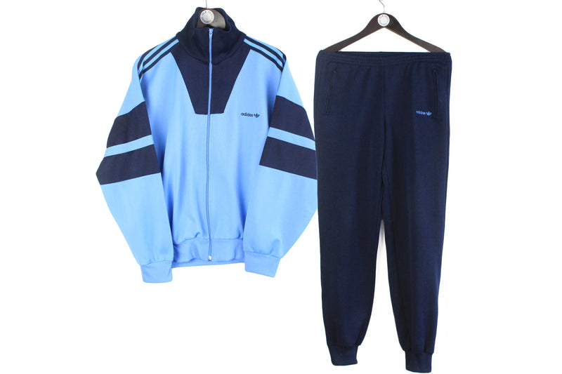 Vintage Adidas Tracksuit Medium blue authentic 80s 90s retro jacket and pants sport suit