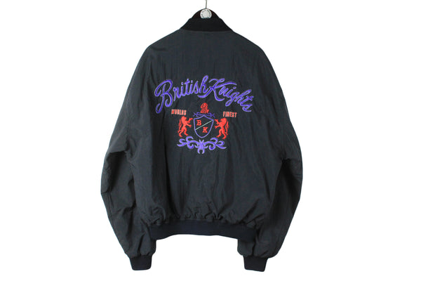 Vintage British Knights Bomber Jacket XLarge black 90s retro style windbreaker