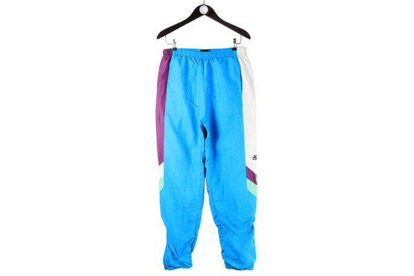 Vintage Asics Track Pants Large 90s retro sport style trousers Japan brand blue multicolor