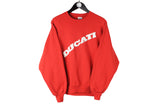 Vintage Ducati Sweatshirt Medium red big logo 90s retro style motor sport Moto GP Italian crewneck
