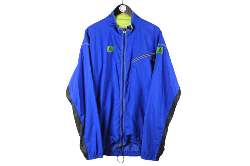 Vintage Adidas Track Jacket XLarge size full zip bright blue sport athletic windbreaker