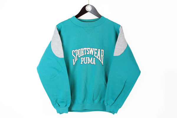 Vintage Puma Sweatshirt Women's Large sportswear big logo blue 90s retro style authentic wear