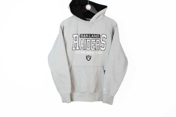 Vintage Raiders Oakland Reebok Hoodie Medium gray big logo 90s NFL sport jumper Los Angeles 