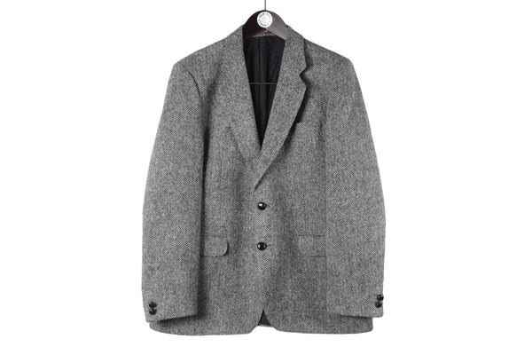 Vintage Harris Tweed Blazer Small size men's classic basic outfit gray 2 buttons coat