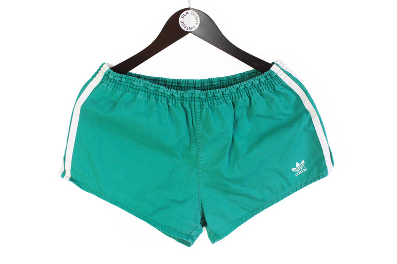 Vintage Adidas Shorts Large green 90s made in Yugoslavia retro style cotton running sport shorts