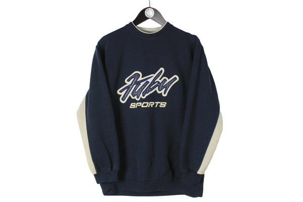 Vintage Fubu Sweatshirt Medium size men's retro hip hop pullover big logo crewneck navy blue jumper USA 90'a 80's outfit streetstyle old school