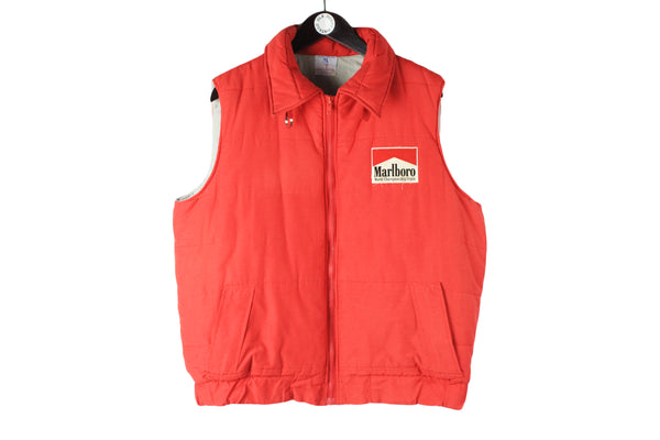 Vintage Marlboro Vest Large / XLarge sleeveless jacket 90's racing team cigarettes collection rare authentic red bright