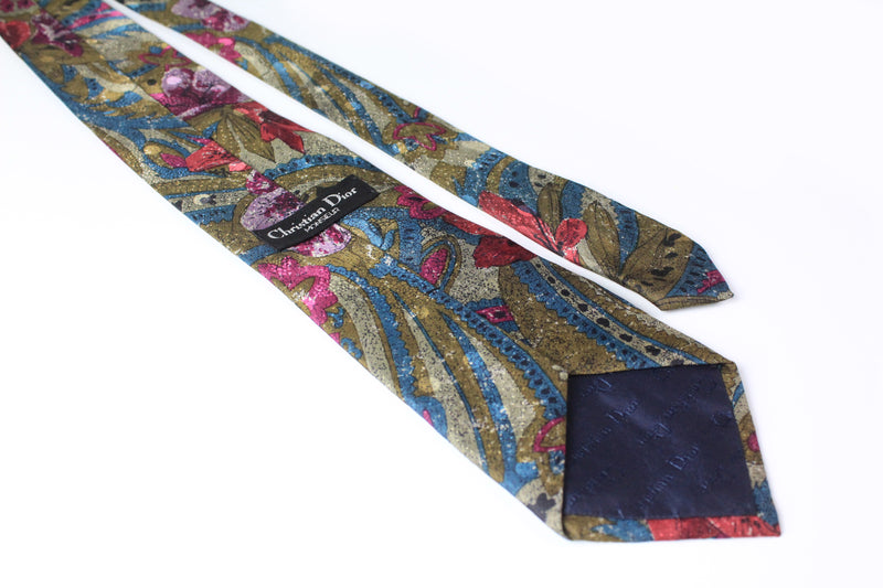 Vintage Christian Dior Tie abstract pattern 80s style  silk