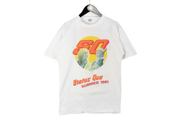 Vintage Status Quo 1991 T-Shirt XLarge white Summer 91 90s tour tee retro merchandise top cotton white big logo