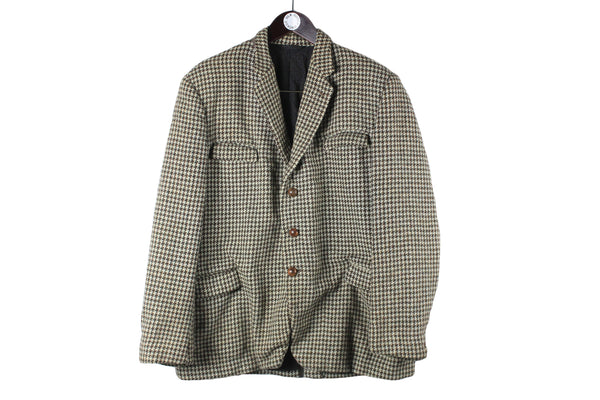 Vintage Harris Tweed Blazer XLarge size oversize bright wool 3 buttons 70's style  old school streetwear basic classic outfit Hepworth Harris Tweed Blazer