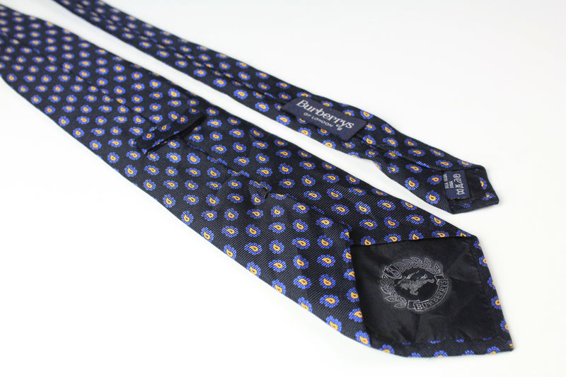 Vintage Burberrys Tie blue silk paisley pattern
