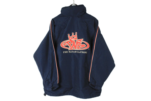 Vintage PNB Jacket Medium size men's oversize full zip windbreaker 90's 80's style hip hop clothing big logo USA streetstyle full zip coat steetwear rare hipster Graffiti hip hop music