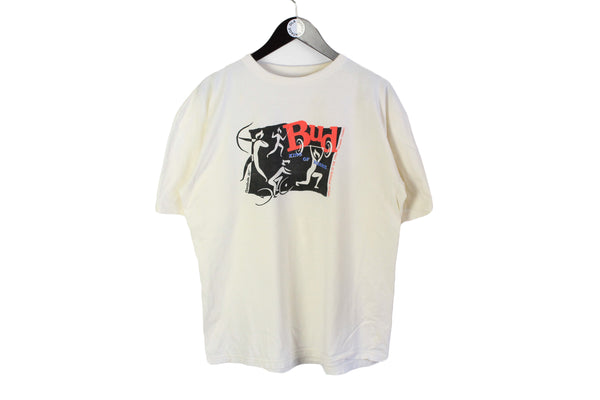 Vintage Budweiser T-Shirt XLarge white big logo 90's cotton King of Bear Bud Reebok Olympic Games 1996 t-shirt