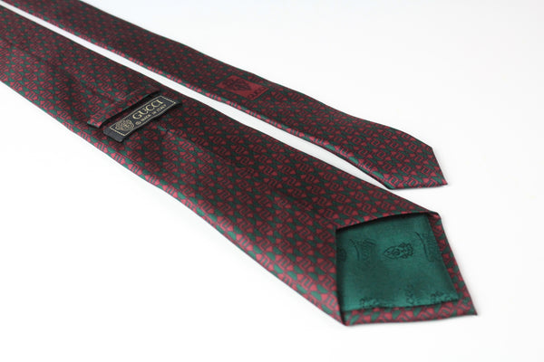 Vintage Gucci Tie red green classic silk accessories luxury