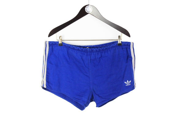 Vintage Adidas Shorts XXLarge cotton blue 80s made in West Germany sport shorts