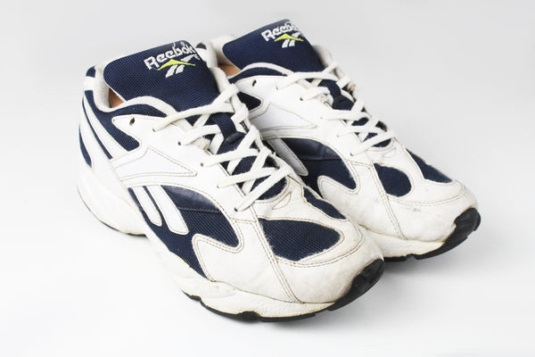 Vintage Reebok Sneakers US 9 white blue 90s retro sport trainers athletic shoes