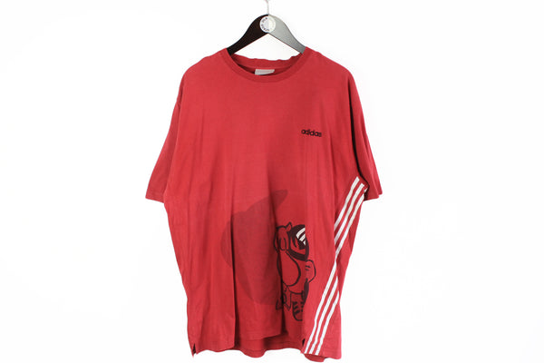 Vintage Adidas T-Shirt XLarge / XXLarge red b-boy 90s break dance hip hop cotton oversize tee