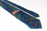 Vintage Missoni Tie blue abstract pattern multicolor 90s style silk tie