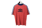 Vintage Umbro T-Shirt Medium red big logo 90's retro style sleeve logo authentic polyester tee