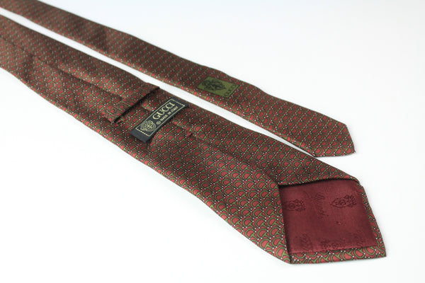 Vintage Gucci Tie red green 90s silk retro style tie