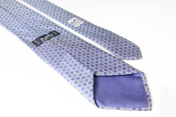 Vintage Hermes Tie made in France 7883 MA silk tie abstract pattern blue 
