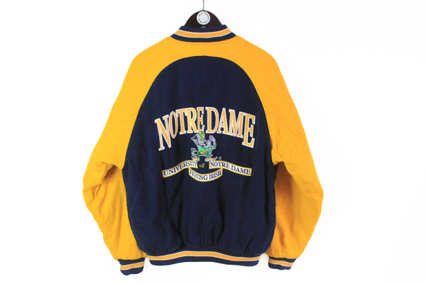 Vintage Notre Dame Fighting Irish Varsity Jacket Medium big logo wool 90s University bomber Football Basketball sportswear style