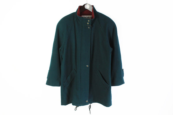Vintage Mackintosh Coat Women's Large made in USA green 80s woolblend 100% wool jacket