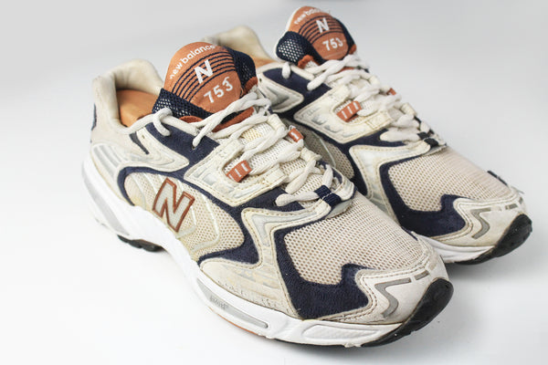 Vintage New Balance 753 Sneakers US 9.5 white 90s running sport shoes retro trainers