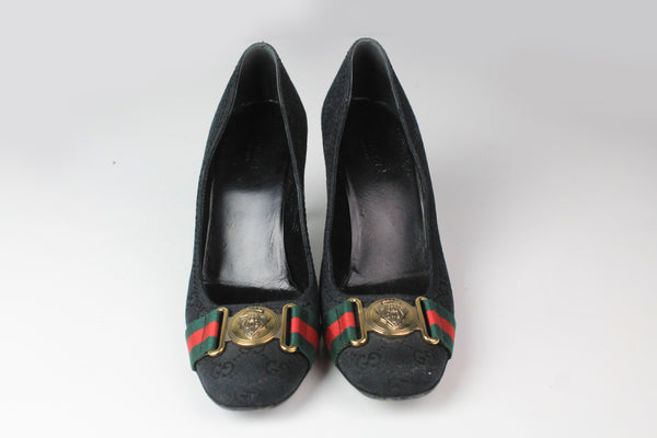 Gucci Monogram Heels Shoes 38 1/2