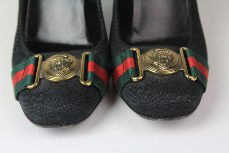 Gucci Monogram Heels Shoes 38 1/2