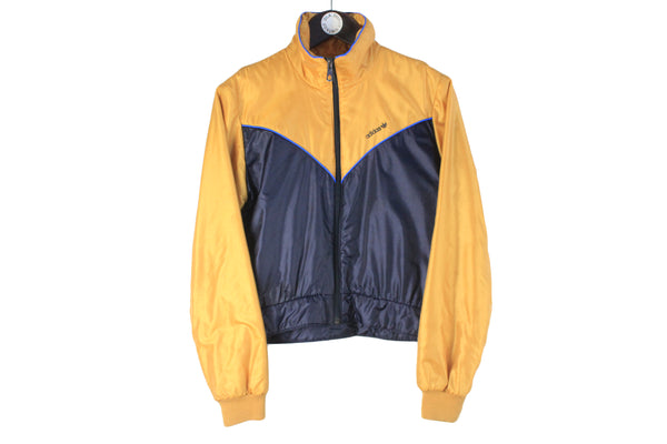 Vintage Adidas Jacket Women's large yellow blue 90s retro made in Italy classic sport windbreaker