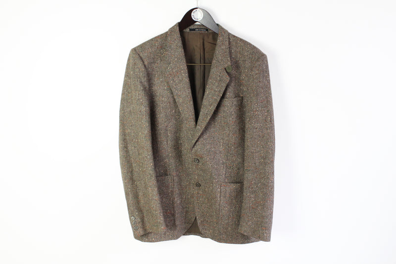 Vintage Ted Lapidus Blazer Large tweed wool jacket 80s 2 buttons