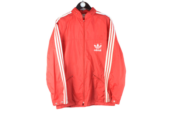 Vintage Adidas Jacket Large red 3 stripes 90s retro sport classic 80s light wear raincoat