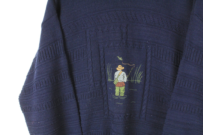 Vintage Fishing Sweater Medium