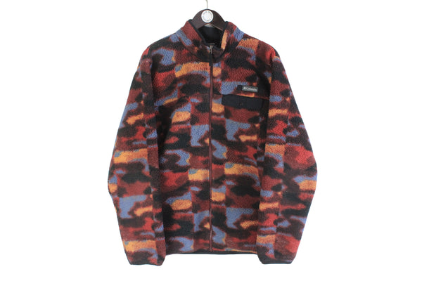 Vintage Columbia Fleece Full Zip XLarge abstract pattern multicolor 90s retro sweater outdoor jumper