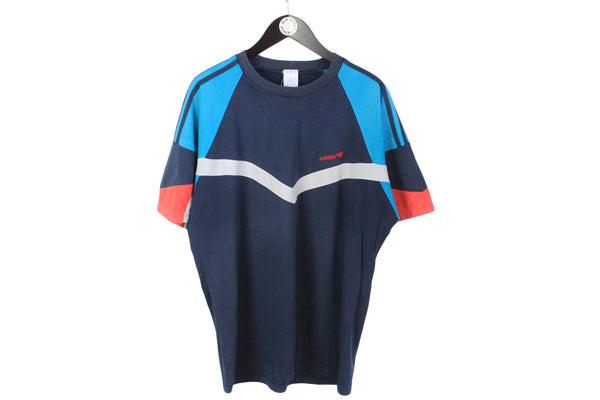 Vintage Adidas T-Shirt XLarge blue 90's cotton tee retro style classic colors top