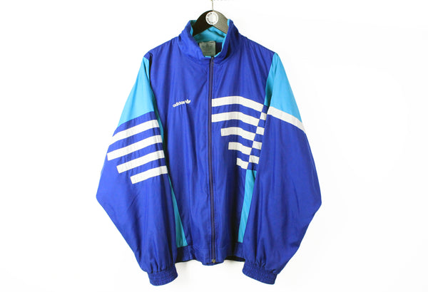 Vintage Adidas Track Jacket XLarge blue purple 90s full zip acid style techno windbreaker