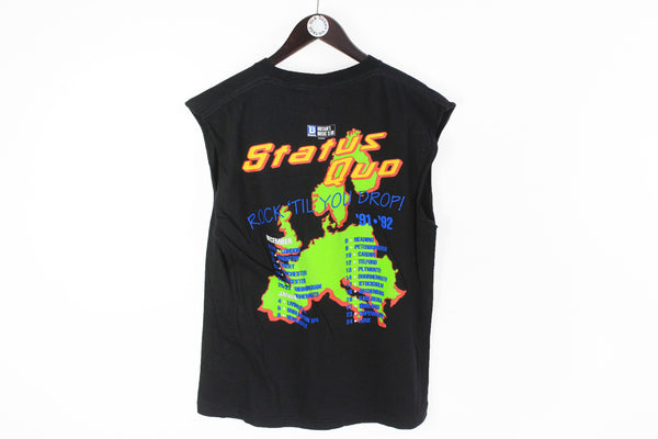 Vintage Status Quo "Rock 'Til You Drop" 1991 Tour Top Large Brockum 90s rare pop music sleeveless t-shirt
