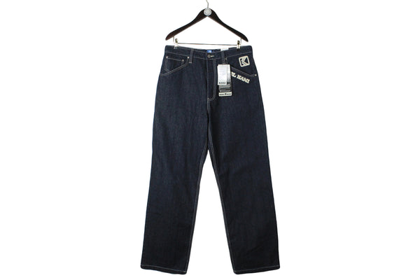 Vintage Karl Kani NWT Jeans hip hop retro pants denim dark blue classic basic wear 90's 80's style outfit streetwear streetstyle USA brand men's jean embroidery logo