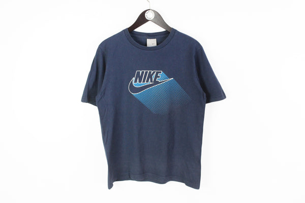 Vintage Nike T-Shirt Medium navy blue 90s sport style cotton big logo tee