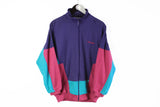 Vintage Adidas Sweatshirt Full Zip Medium purple multicolor 90s sport style cotton jacket
