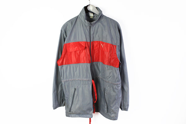 Vintage Puma Jacket Large / XLarge gray windbreaker parka 90s retro style sport fit