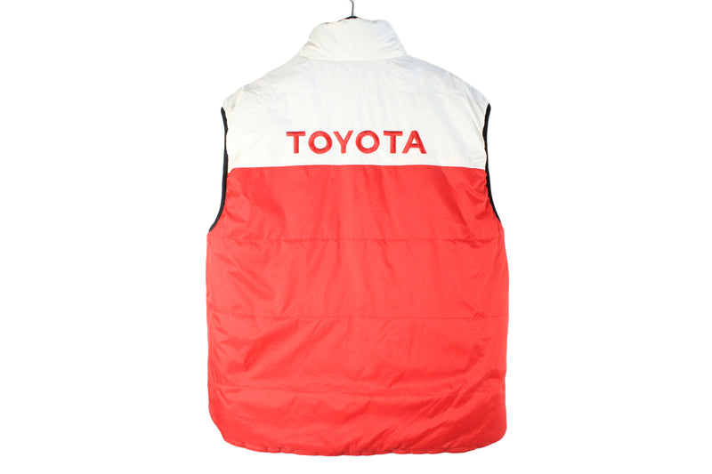 Vintage Toyota Reversible Vest Medium / Large red white big logo racing Formula 1 sleeveless jacket F1 